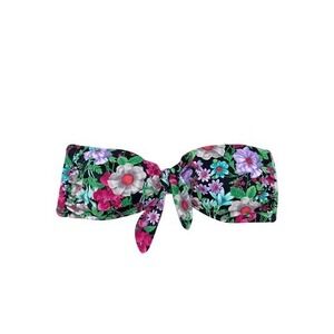 Victoria's Secret Swim Black Floral Tie Front Strapless Bikini Top Size XS